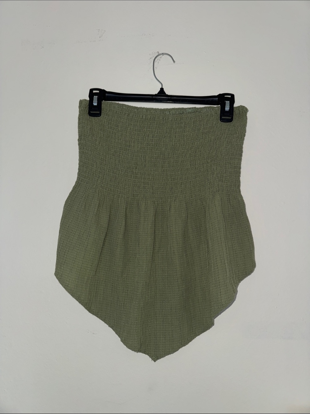 SHEIN Olive Green Asymmetrical Smocked Skirt